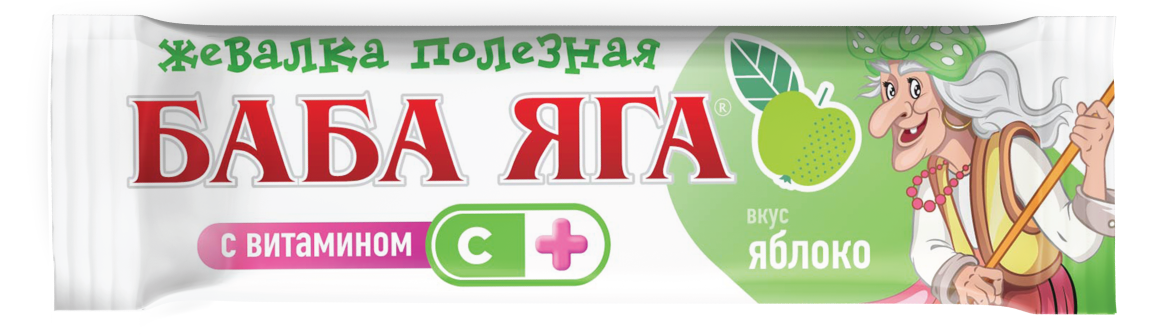 БАБА ЯГА КОНФЕТЫ ЖЕВ. С ВИТАМИНОМ С СО ВКУСОМ ЯБЛОКА 11Г 