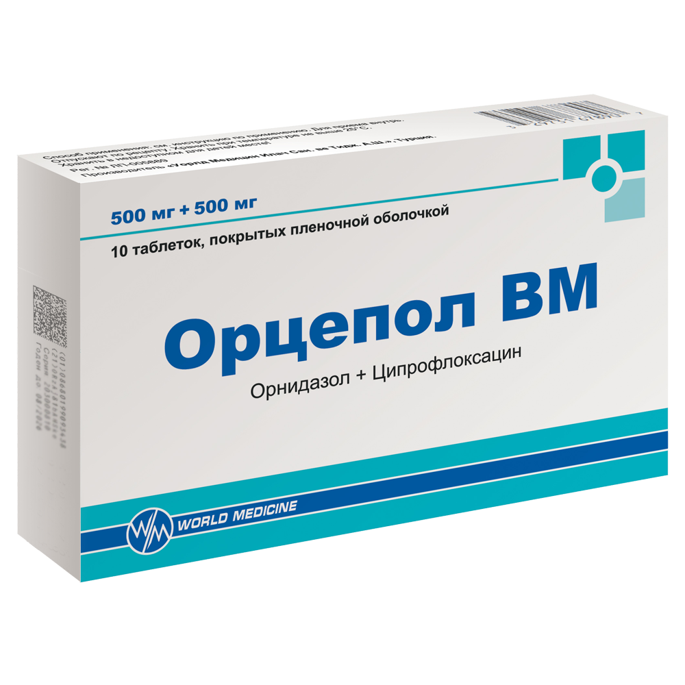 ОРЦЕПОЛ ВМ ТАБЛ. П/ПЛЕН/ОБ. 500МГ+500МГ №10