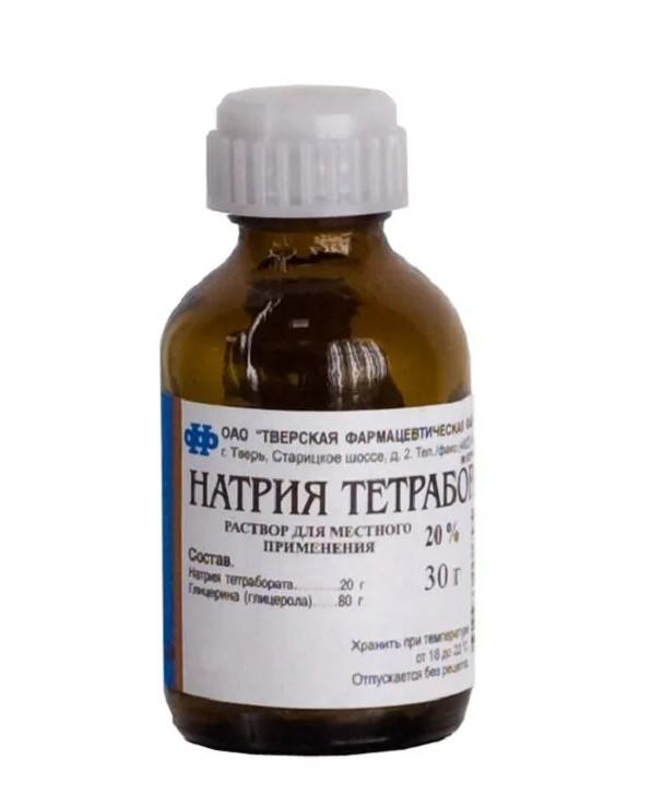 НАТРИЯ ТЕТРАБОРАТ Р-Р Д/МЕСТН. ПРИМ. 20% ФЛ. 30Г ТВЕРСКАЯ ФФ