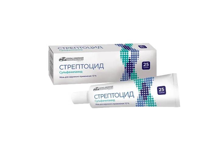СТРЕПТОЦИД МАЗЬ Д/НАРУЖ. ПРИМ. 10% ТУБА 25Г УСОЛЬЕ-СИБИРСКИЙ ХФЗ