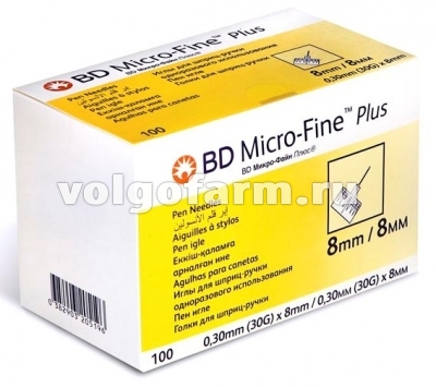 ИГЛА BD МИКРО-ФАЙН ПЛЮС 30G (0,3Х8ММ) №100