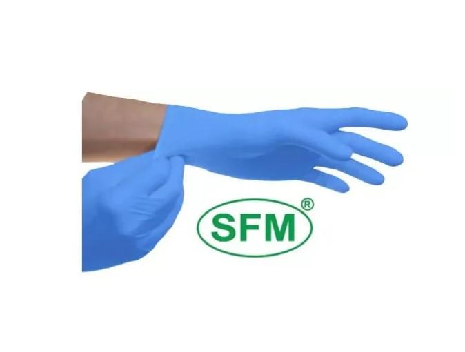 ПЕРЧАТКИ SFM НИТРИЛ. СМОТР. НЕСТЕР. НЕОПУДР. ТЕКСТУР. ВНУТР. ПОЛИМЕРН. ПОКРЫТИЕ Р.S ПАРА №1 ГОЛУБЫЕ