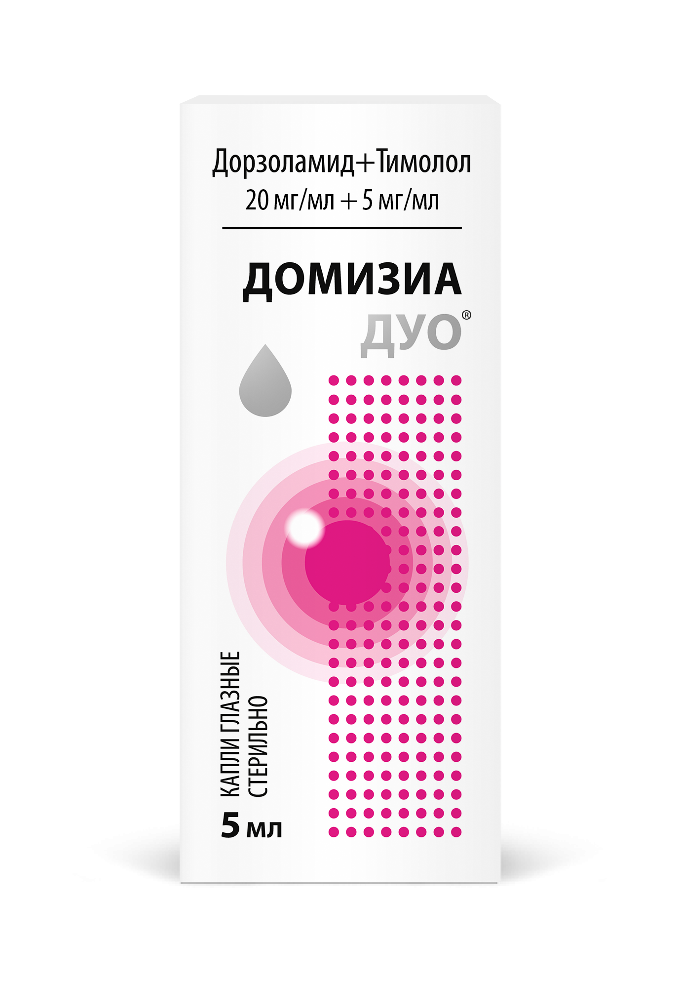 ДОМИЗИА ДУО КАПЛИ ГЛАЗНЫЕ 20МГ/МЛ+5МГ/МЛ ФЛ-КАП. 5МЛ №1